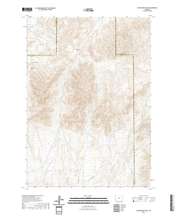 USGS US Topo 7.5-minute map for Cottonwood Pass WY 2021