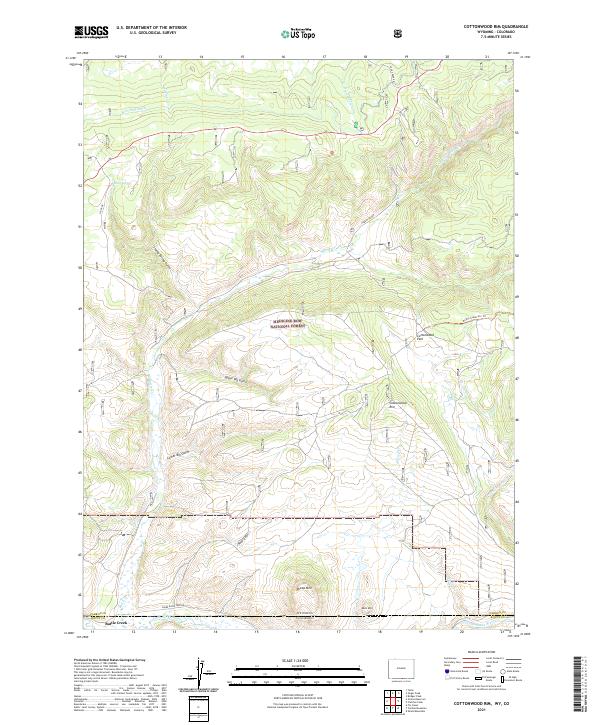 USGS US Topo 7.5-minute map for Cottonwood Rim WYCO 2021