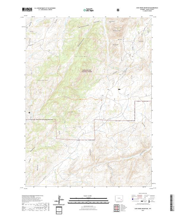 USGS US Topo 7.5-minute map for Cow Creek Mountain WY 2021