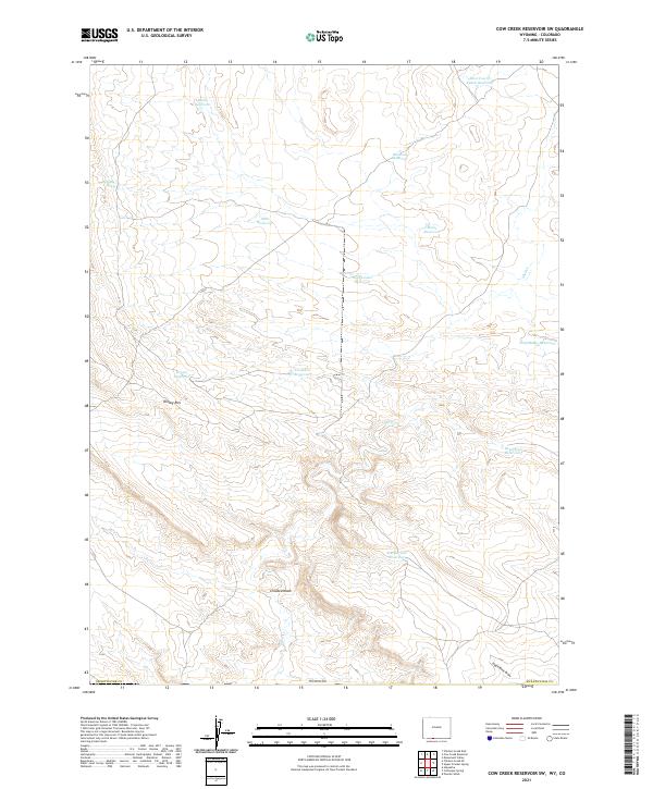 USGS US Topo 7.5-minute map for Cow Creek Reservoir SW WYCO 2021