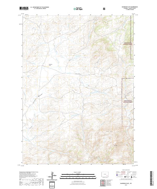 USGS US Topo 7.5-minute map for Davidson Flats WY 2021