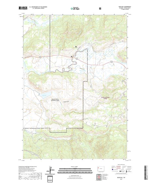 USGS US Topo 7.5-minute map for Davis Hill WY 2021