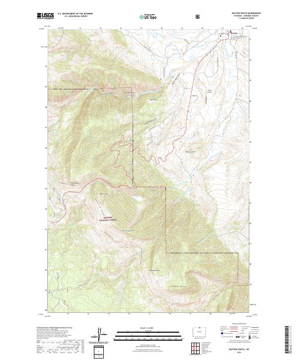 USGS US Topo 7.5-minute map for Dayton South WY 2021