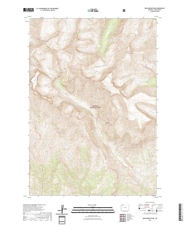 USGS US Topo 7.5-minute map for Dead Indian Peak WY 2021