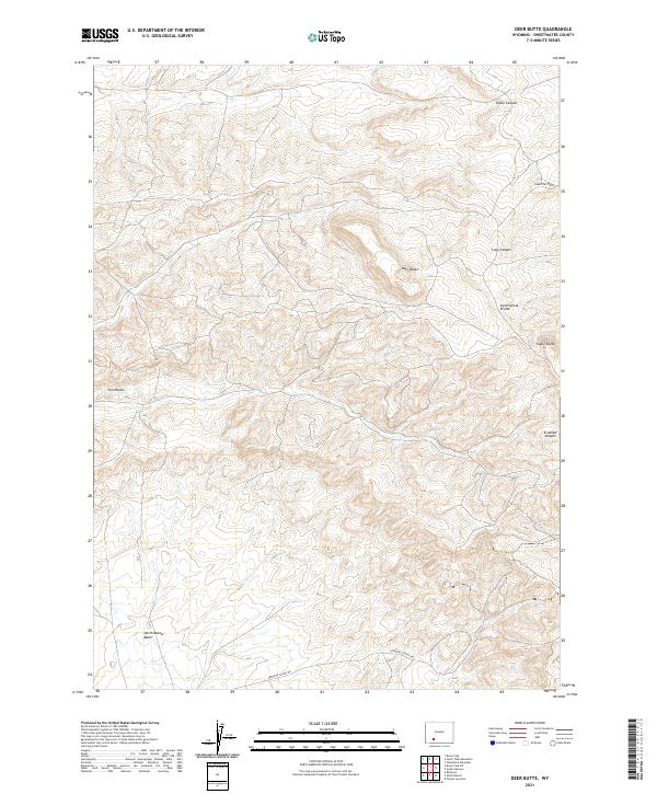 USGS US Topo 7.5-minute map for Deer Butte WY 2021