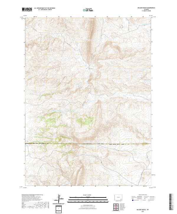 USGS US Topo 7.5-minute map for Delano Ranch WY 2021