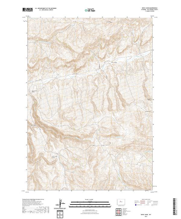 USGS US Topo 7.5-minute map for Devil Slide WY 2021