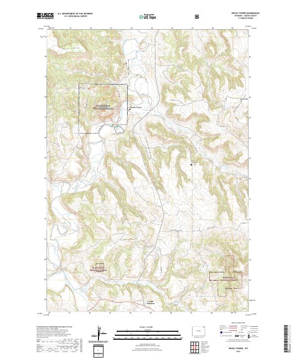 USGS US Topo 7.5-minute map for Devils Tower WY 2021