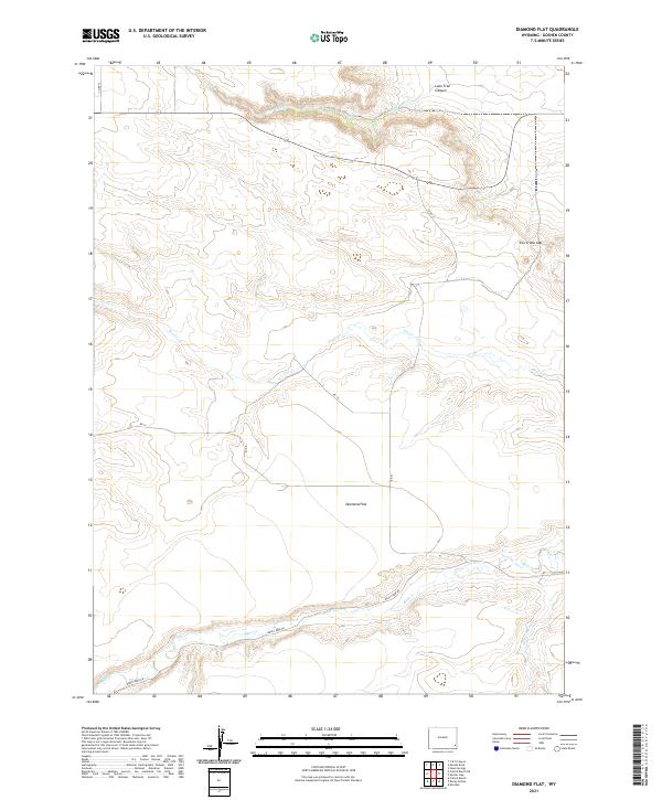 USGS US Topo 7.5-minute map for Diamond Flat WY 2021