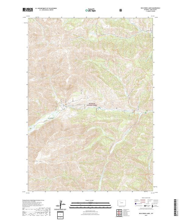 USGS US Topo 7.5-minute map for Dick Creek Lakes WY 2021