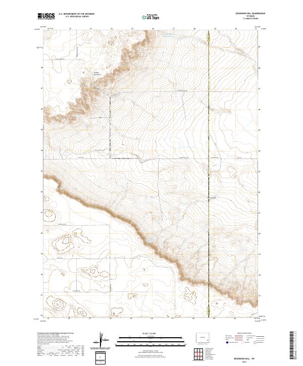 USGS US Topo 7.5-minute map for Dickinson Hill WY 2021