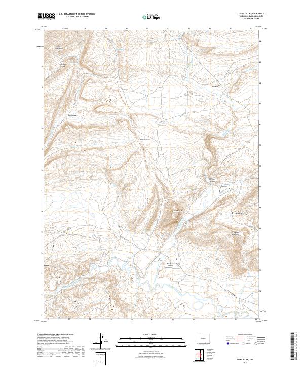 USGS US Topo 7.5-minute map for Difficulty WY 2021