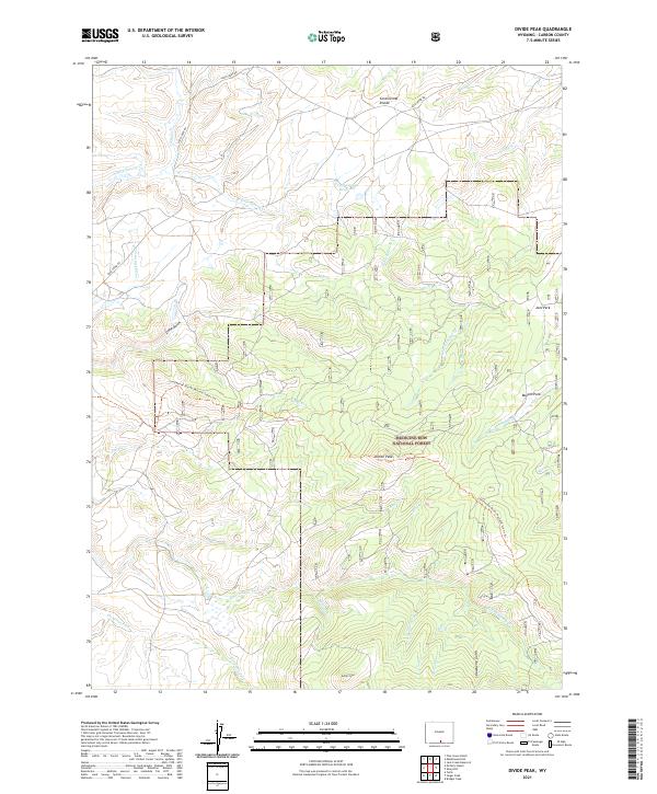 USGS US Topo 7.5-minute map for Divide Peak WY 2021