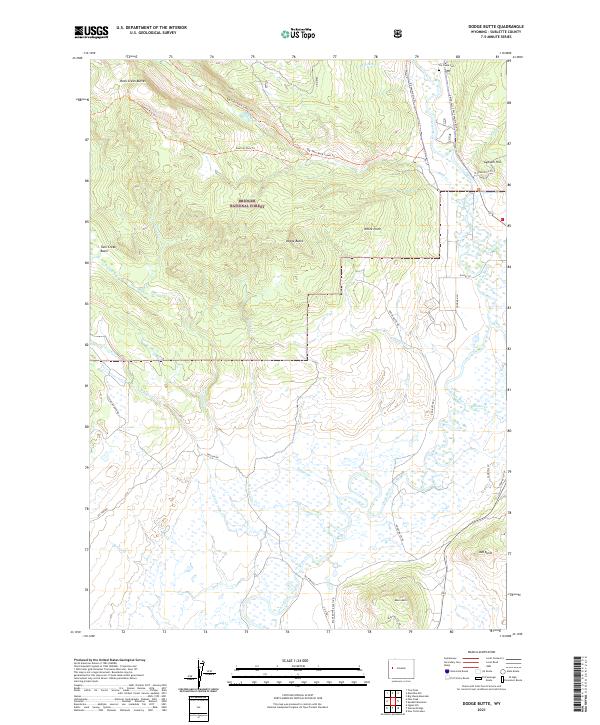 USGS US Topo 7.5-minute map for Dodge Butte WY 2021