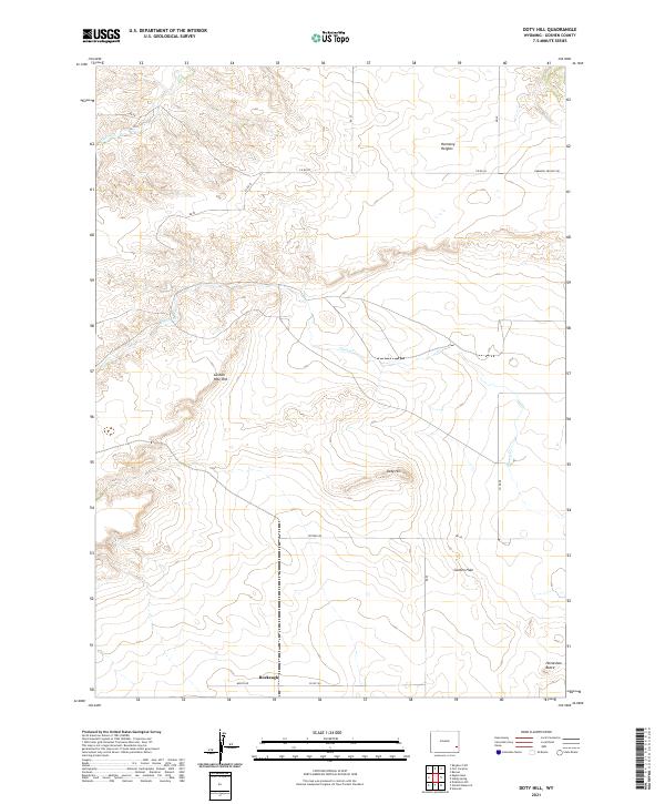 USGS US Topo 7.5-minute map for Doty Hill WY 2021