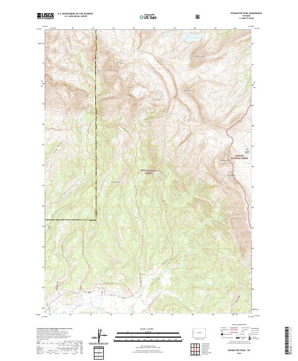 USGS US Topo 7.5-minute map for Doubletop Peak WY 2021