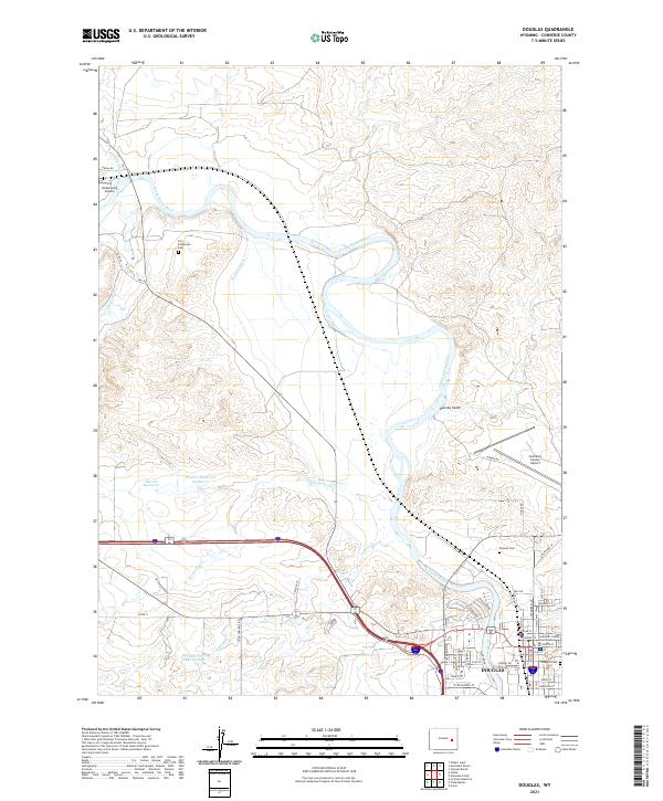 USGS US Topo 7.5-minute map for Douglas WY 2021