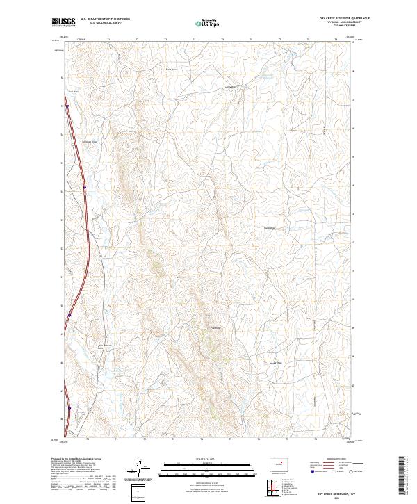 USGS US Topo 7.5-minute map for Dry Creek Reservoir WY 2021