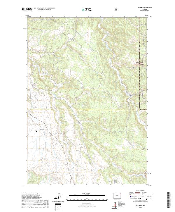 USGS US Topo 7.5-minute map for Dry Draw WY 2021