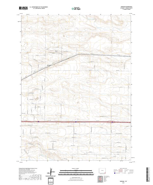 USGS US Topo 7.5-minute map for Durham WY 2021