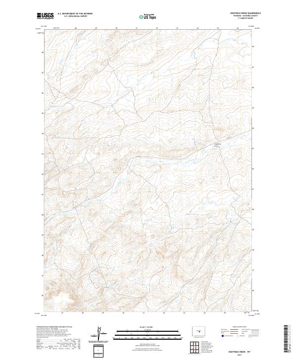 USGS US Topo 7.5-minute map for Eightmile Draw WY 2021