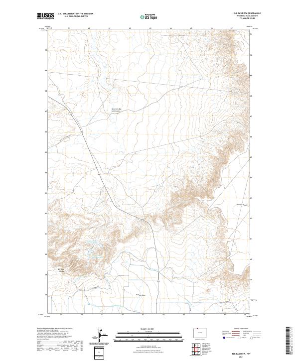 USGS US Topo 7.5-minute map for Elk Basin SW WY 2021