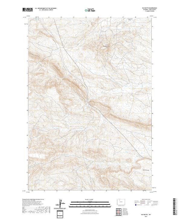 USGS US Topo 7.5-minute map for Elk Butte WY 2021