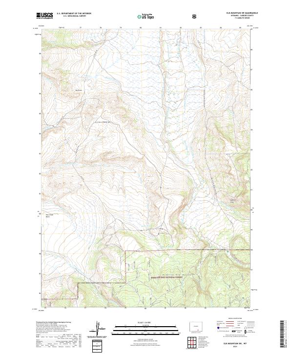 USGS US Topo 7.5-minute map for Elk Mountain SW WY 2021