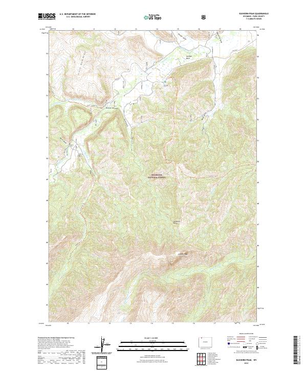 USGS US Topo 7.5-minute map for Elkhorn Peak WY 2021