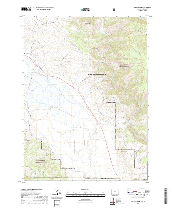 USGS US Topo 7.5-minute map for Elkhorn Point WYCO 2021