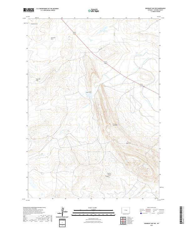 USGS US Topo 7.5-minute map for Emigrant Gap NW WY 2021