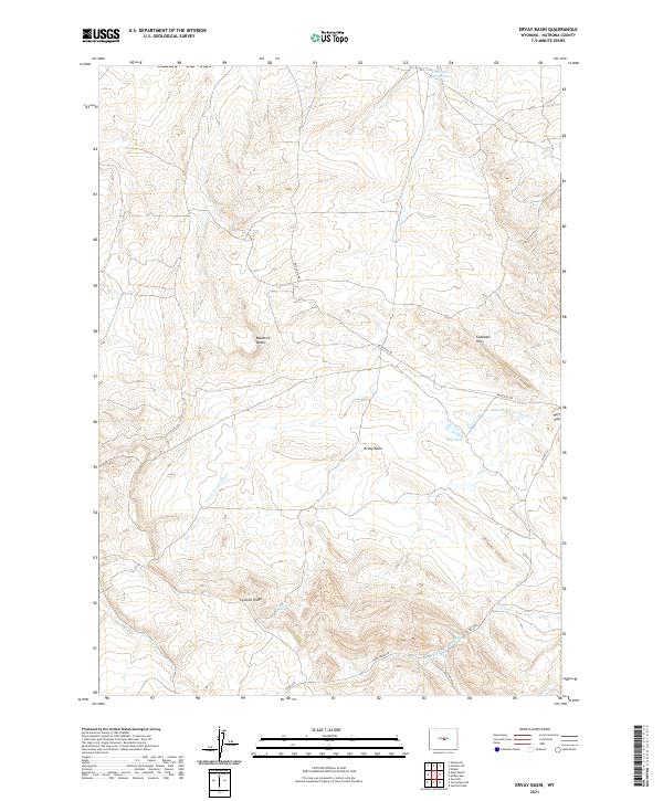 USGS US Topo 7.5-minute map for Ervay Basin WY 2021