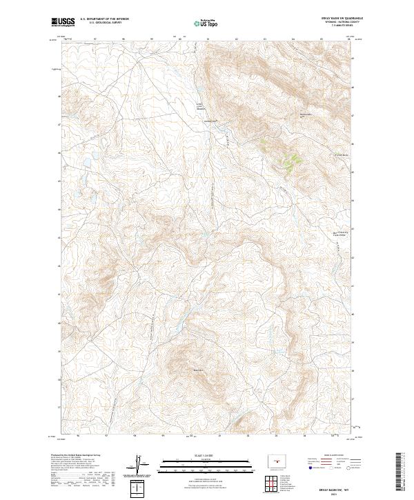 USGS US Topo 7.5-minute map for Ervay Basin SW WY 2021