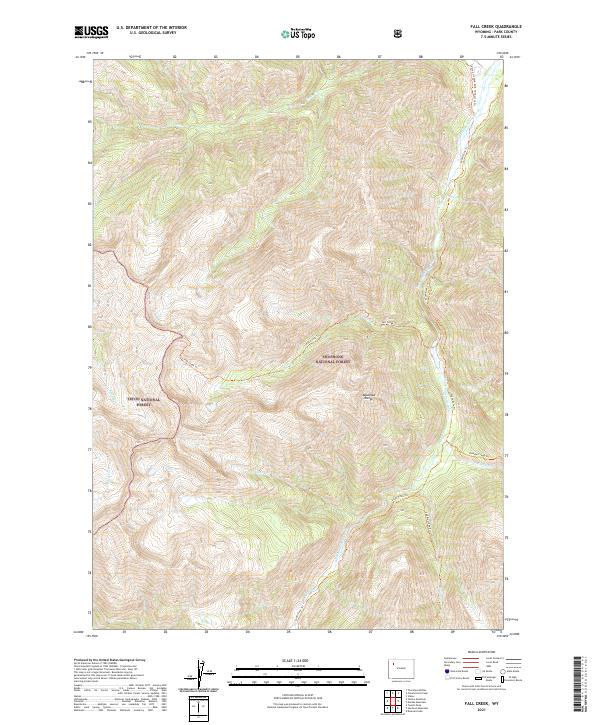 USGS US Topo 7.5-minute map for Fall Creek WY 2021