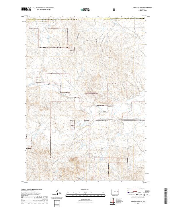 USGS US Topo 7.5-minute map for Fiddleback Ranch WY 2021