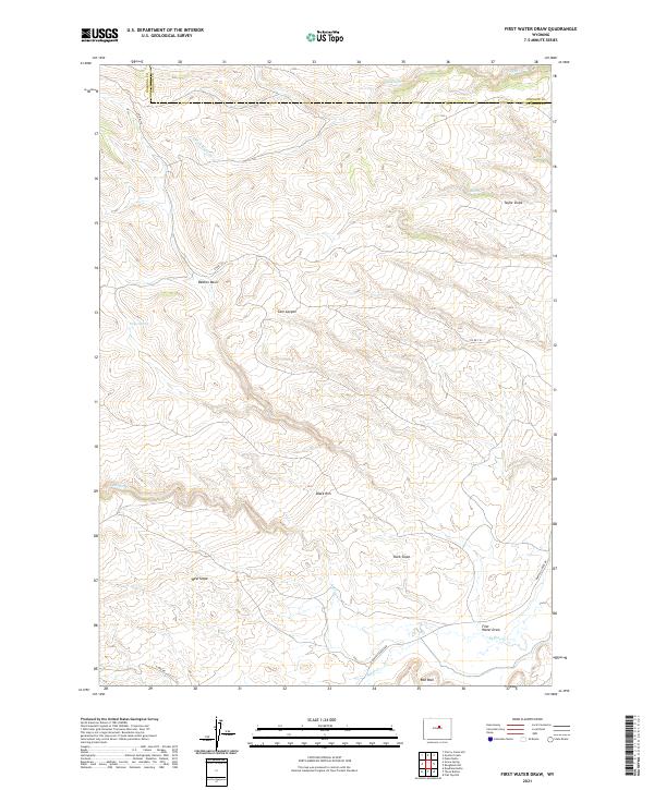 USGS US Topo 7.5-minute map for First Water Draw WY 2021