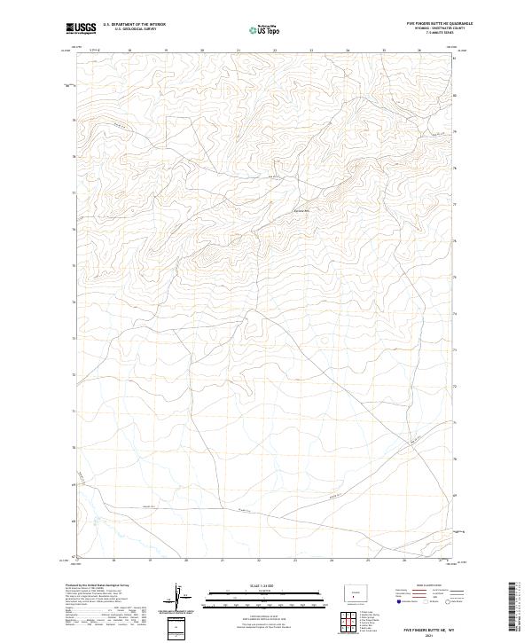 USGS US Topo 7.5-minute map for Five Fingers Butte NE WY 2021