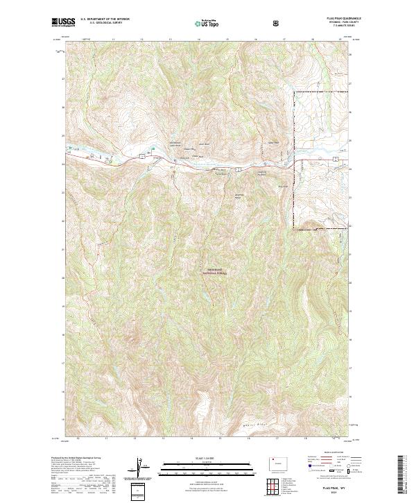 USGS US Topo 7.5-minute map for Flag Peak WY 2021