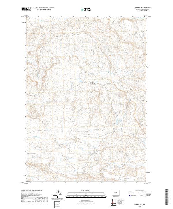 USGS US Topo 7.5-minute map for Flat Top Hill WY 2021