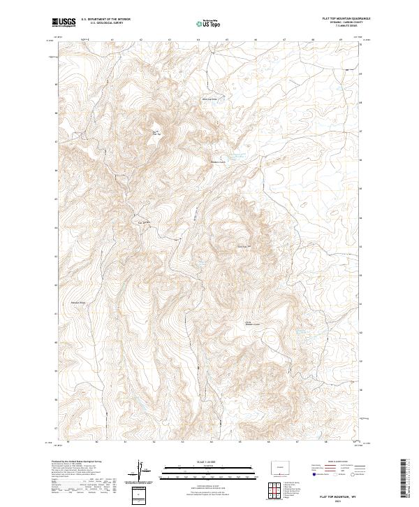 USGS US Topo 7.5-minute map for Flat Top Mountain WY 2021