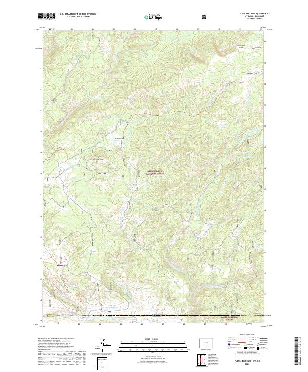 USGS US Topo 7.5-minute map for Fletcher Peak WYCO 2021