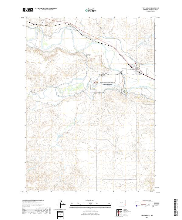 USGS US Topo 7.5-minute map for Fort Laramie WY 2021