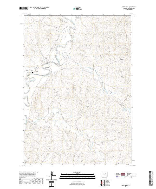 USGS US Topo 7.5-minute map for Fort Reno WY 2021