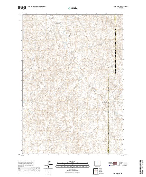 USGS US Topo 7.5-minute map for Fort Reno SE WY 2021