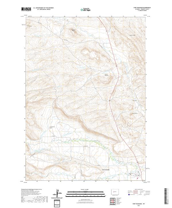 USGS US Topo 7.5-minute map for Fort Washakie WY 2021