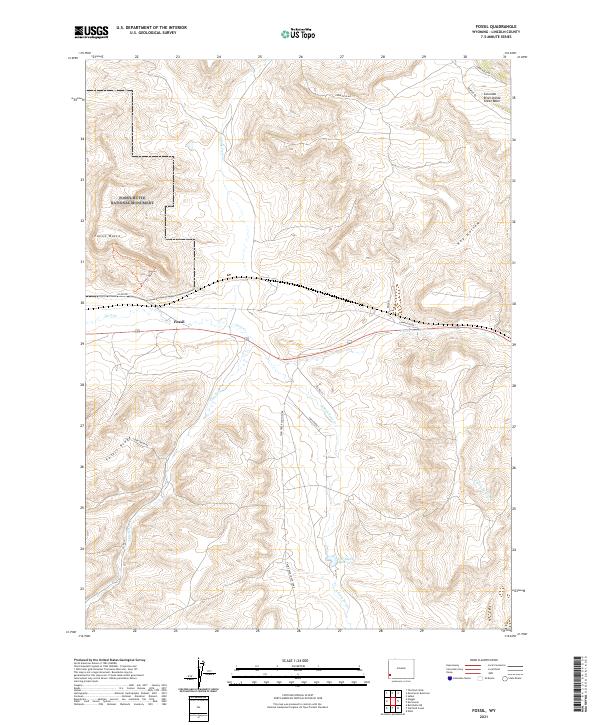 USGS US Topo 7.5-minute map for Fossil WY 2021