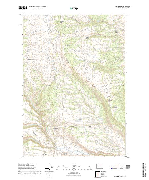 USGS US Topo 7.5-minute map for Fraker Mountain WY 2021