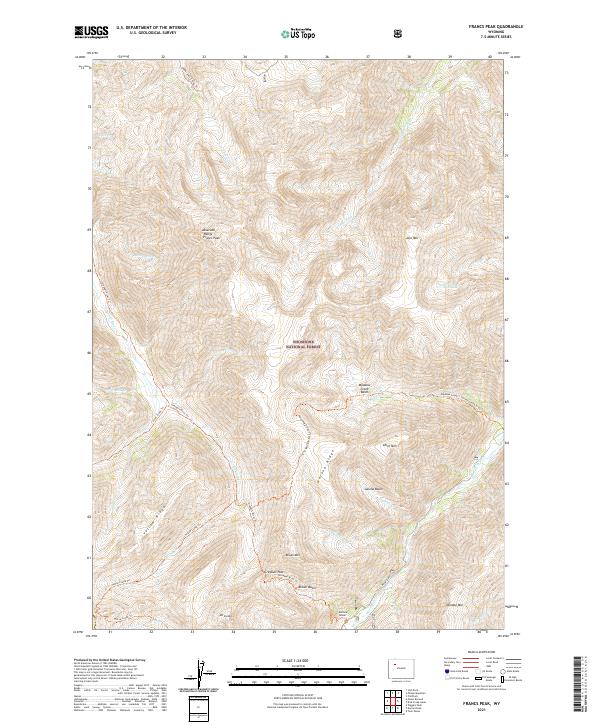 USGS US Topo 7.5-minute map for Francs Peak WY 2021