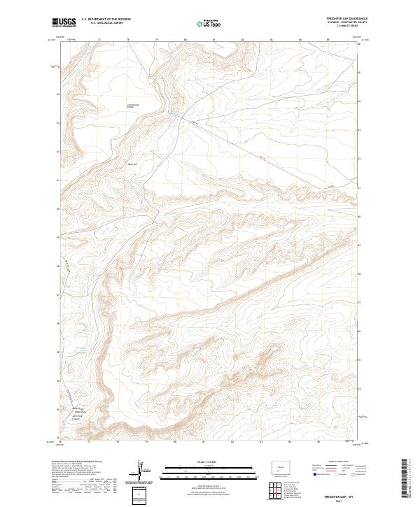 USGS US Topo 7.5-minute map for Freighter Gap WY 2021