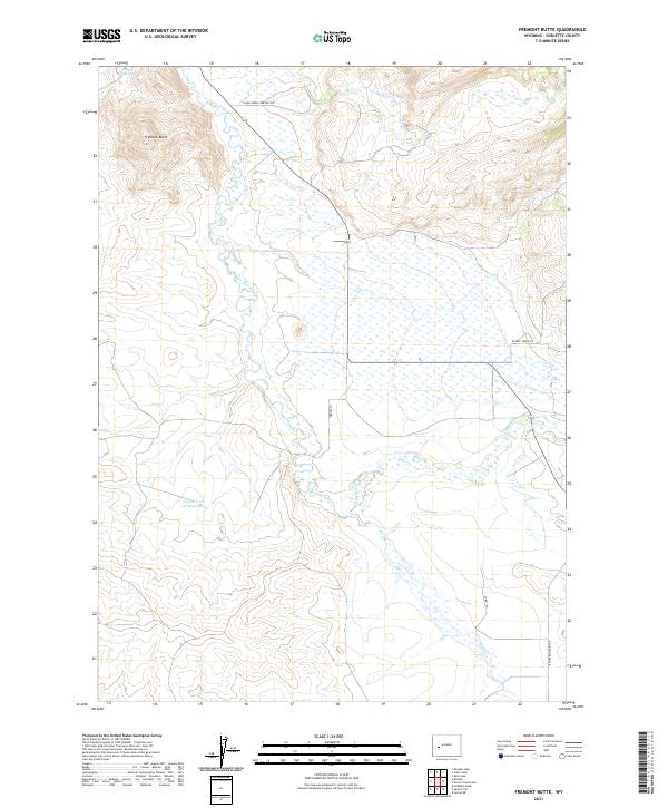 USGS US Topo 7.5-minute map for Fremont Butte WY 2021